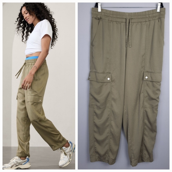 Athleta Celestial High Rise Utility Cargo Pants in Olive Branch size XL - Picture 1 of 15